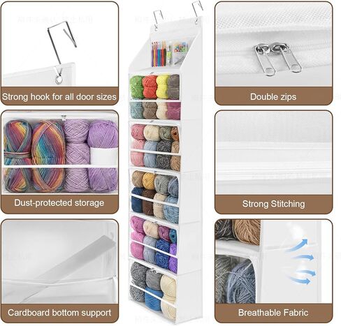 Yarn Storage, Over The Door Hanging Yarn Storage Organizer, Yarn Heaven Storage Bag | 6 Tiers Large Capacity Yarn Holder, Yarn Organizers and Storage for Knitting Needles, Crochet Accessories in Kuwait
