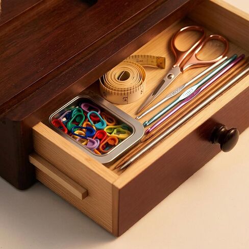 Upgrade Yarn Holder for Crocheting, Larger Size Wooden Magnetic Rotating Yarn Spinner with 2 Spindles, Large Storage Box, Perfect Crochet Gift for Knitting Lovers, Women, Mom, Grandma in Kuwait