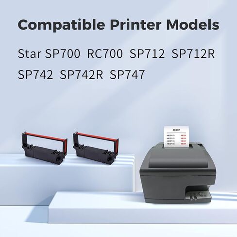 myCartridge 12-Pack SP700 High-Yield Ribbon Replacement Compatible for Star SP700 Printer Ribbon Black/Red, SP-700BR, RC-700BR, SP712, SP742 (Individually Packaged) in Kuwait