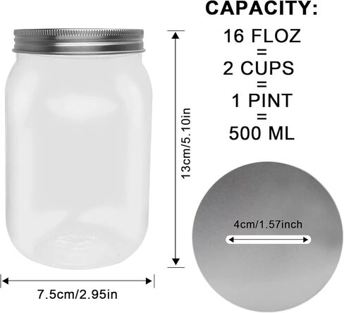 الجرار البنك عملة صغيرة 4-حزمة، 16oz البلاستيك الشفاف عملة النقود المعدنية الجرار عملة مع أغطية مشقوقة فضية، صغيرة من البلاستيك الشفاف عملة المال أصبع البنوك ميسون الجرار للبالغين المراهقين الأطفال الفتيات الفتيان in Kuwait