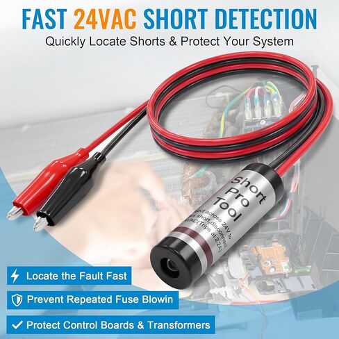 طقم مكتشف قصير للتدفئة والتهوية وتكييف الهواء (HVAC) لـ 24 دائرة تيار متردد، ومكتشف دائرة قصيرة مع مشابك رصاص وتمساح مقاس 12 بوصة، يتضمن كابل اختبار العبور المغناطيسي لتشخيصات التدفئة والتهوية وتكييف الهواء (HVAC) in Kuwait