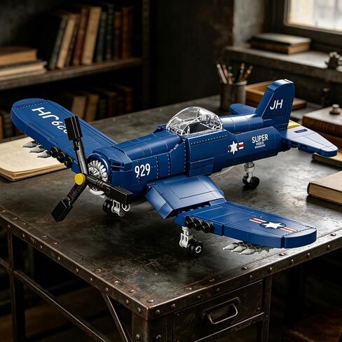 Vziimo WW2 Military Airplane Building Set, F4U Corsair Fighter Jet Models Kit, Aircraft Airplane Building Set for Teens Adults 14+ (562Pcs) in Kuwait