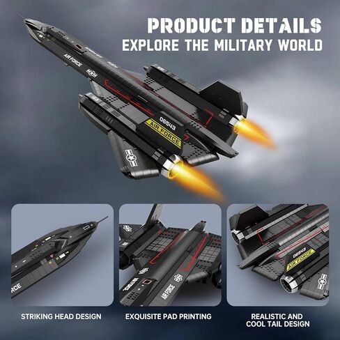 مجموعة بناء بلاك بيرد SR-71 من ريوبريكس، مجموعة نماذج طائرات الاستطلاع العسكرية، طائرة طيران قابلة للتجميع للبالغين، ديكور عرض المكتب المنزلي، هدايا مثالية للرجال والمشجعين العسكريين بعمر 14+ in Kuwait