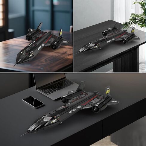 مجموعة بناء بلاك بيرد SR-71 من ريوبريكس، مجموعة نماذج طائرات الاستطلاع العسكرية، طائرة طيران قابلة للتجميع للبالغين، ديكور عرض المكتب المنزلي، هدايا مثالية للرجال والمشجعين العسكريين بعمر 14+ in Kuwait