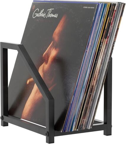 Metal Record Stand for Tabletop Holds 40 LPs, Vinyl Record Holder with Square Base & Non-Slip Pads, All Metal Album Display Storage for Home Decor, Black in Kuwait
