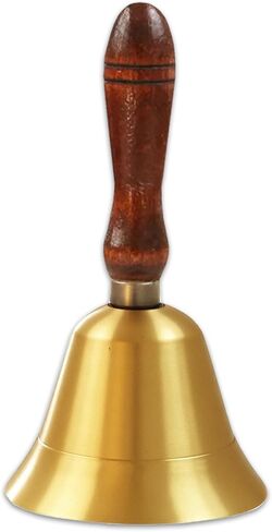 Solid Brass Handbell with Wooden Handle – Loud Hand Call Bell for Teachers, Classroom, Wedding, Restaurant, Office, Meditation & Elderly Care in Kuwait
