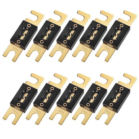Linkstyle 10 قطع ANL Fuse 100A 150A 200A 250A 300A، 32V DC سبائك الزنك المطلية بالذهب عالية التيار ANL Blade Fuses لمضخم صوت السيارة، البحرية، RV، القارب، الشاحنة، العاكس in Kuwait