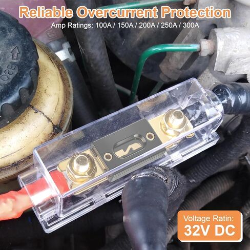 Linkstyle 10 قطع ANL Fuse 100A 150A 200A 250A 300A، 32V DC سبائك الزنك المطلية بالذهب عالية التيار ANL Blade Fuses لمضخم صوت السيارة، البحرية، RV، القارب، الشاحنة، العاكس in Kuwait