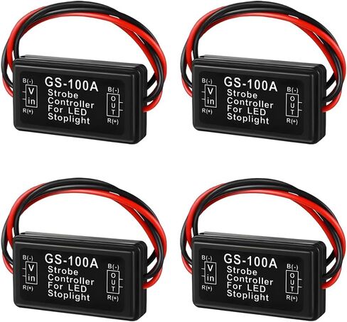 Zpana 4 قطع GS-100A ضوء فرامل السيارة المتعري، وحدة فلاش LED للسيارة 12-24 فولت، وحدة تحكم وامضة للسيارات لضوء إيقاف ذيل الفرامل، عالمية لشاحنة الدراجات النارية وسيارات الدفع الرباعي in Kuwait