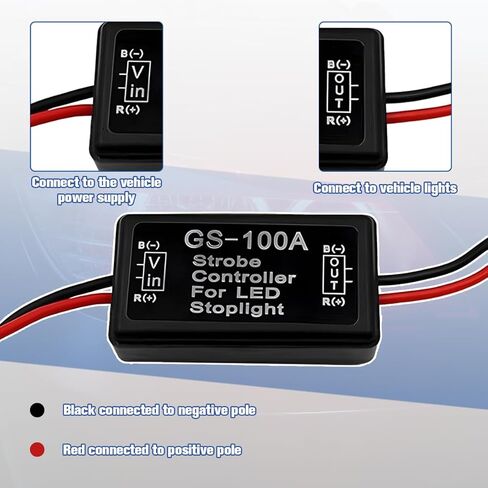 Zpana 4 قطع GS-100A ضوء فرامل السيارة المتعري، وحدة فلاش LED للسيارة 12-24 فولت، وحدة تحكم وامضة للسيارات لضوء إيقاف ذيل الفرامل، عالمية لشاحنة الدراجات النارية وسيارات الدفع الرباعي in Kuwait