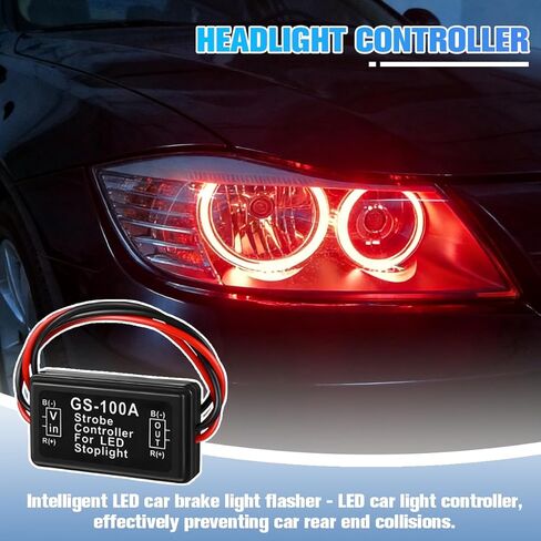 Zpana 4 قطع GS-100A ضوء فرامل السيارة المتعري، وحدة فلاش LED للسيارة 12-24 فولت، وحدة تحكم وامضة للسيارات لضوء إيقاف ذيل الفرامل، عالمية لشاحنة الدراجات النارية وسيارات الدفع الرباعي in Kuwait
