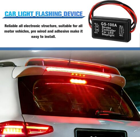 Zpana 4 قطع GS-100A ضوء فرامل السيارة المتعري، وحدة فلاش LED للسيارة 12-24 فولت، وحدة تحكم وامضة للسيارات لضوء إيقاف ذيل الفرامل، عالمية لشاحنة الدراجات النارية وسيارات الدفع الرباعي in Kuwait