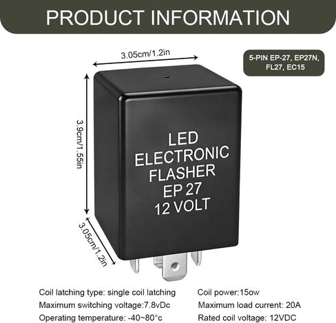 مرحل فلاش LED، مرحل إشارة الانعطاف، مرحل فلاش للسيارة 5 دبابيس لإصلاح مصابيح إشارة الانعطاف، مشكلة فلاش مفرطة، ملحقات السيارات 12 فولت مرحلات التحذير من المخاطر الإلكترونية لـ Ranger F150 F250 F350 Explorer in Kuwait