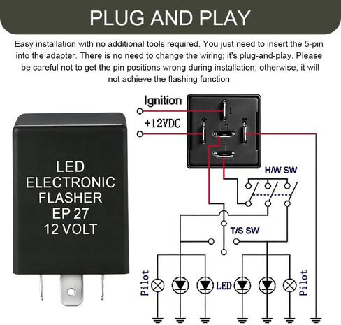 مرحل فلاش LED، مرحل إشارة الانعطاف، مرحل فلاش للسيارة 5 دبابيس لإصلاح مصابيح إشارة الانعطاف، مشكلة فلاش مفرطة، ملحقات السيارات 12 فولت مرحلات التحذير من المخاطر الإلكترونية لـ Ranger F150 F250 F350 Explorer in Kuwait