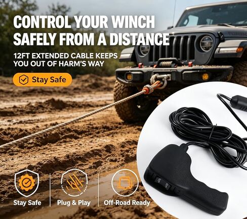 Hand Held Plug-in Truck Winch Remote Controller Compatible with Ford Dodge Ram Jeep Truck Wiches for All Winch Control Packs with 3 or 5 Wire Round Plugs Replaces 83665 in Kuwait