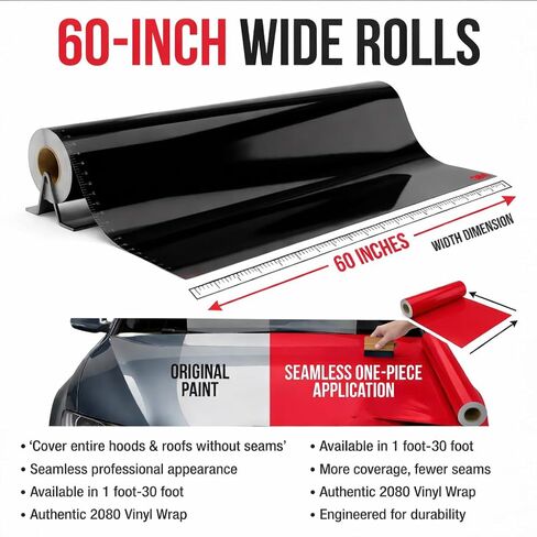 3M 2080 Series Gloss Black (G12) Vinyl Wrap Film - 5ft x 1ft - 5 sq ft - Dual Cast Bubble Free Air Release Technology - Professional Grade Automotive Vinyl in Kuwait