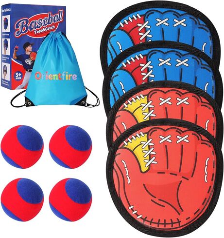Toss and Catch Ball Game for Kids, 4 Paddles Sticky Balls Set Toddlers Baseball Gloves, Outdoor Beach Yard Pool Catch Toy, Birthday Gifts for Boys Girls Ages 3-12 in Kuwait