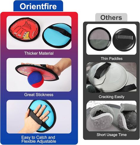 Toss and Catch Ball Game for Kids, 4 Paddles Sticky Balls Set Toddlers Baseball Gloves, Outdoor Beach Yard Pool Catch Toy, Birthday Gifts for Boys Girls Ages 3-12 in Kuwait
