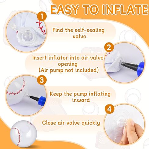10 Pieces Inflatable Baseball Set, Including 4 Piece 30 Inch Baseball Bat and 6 Piece 5 Inch Beach Baseball, Sports Party Decorations for Kid Adult Pool & Beach Sports Games in Kuwait