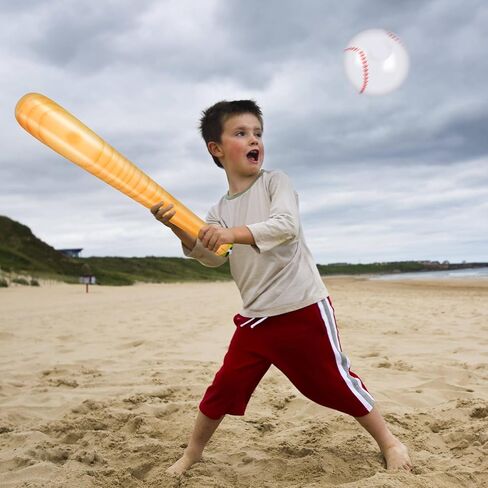 10 Pieces Inflatable Baseball Set, Including 4 Piece 30 Inch Baseball Bat and 6 Piece 5 Inch Beach Baseball, Sports Party Decorations for Kid Adult Pool & Beach Sports Games in Kuwait