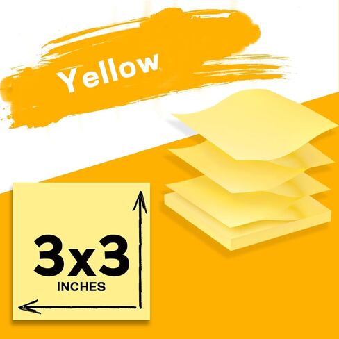 (18 Pads) Pop Up Sticky Notes 3x3 Refills, Yellow Strong Adhesive Post, Suitable for Home, Office, School, Clean Removal in Kuwait