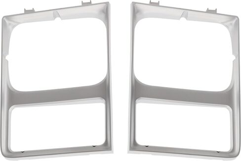 Front Driver & Passenger PAIR HeadLight Door Bezel, For 85-88 Chevy Blazer, Suburban CK, 85-86 GMC CK, 87-88 GMC RV, Single Lower ParkLight Opening Silver Plastic GM2512182 GM2513182 15598725 15598726 in Kuwait