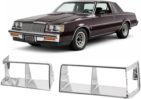 HECASA Pair Headlight Bezels Compatible with 1984-1987 Buick Regal/GNX/Grand National, Front Headlamp Trims Covers Silvery in Kuwait