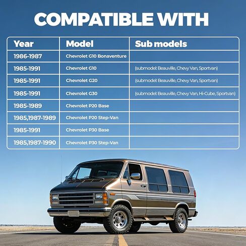 زوج غطاء باب أمامي من ALMULOO متوافق مع 1985-1991 تشيفي شيفروليه G10 G20 G30 P20 P30 GMC G1500 G2500 G3500 P2500 P3500 بلاستيك (ABS) كروم + مطلي باللون الفضي الأيسر والأيمن in Kuwait