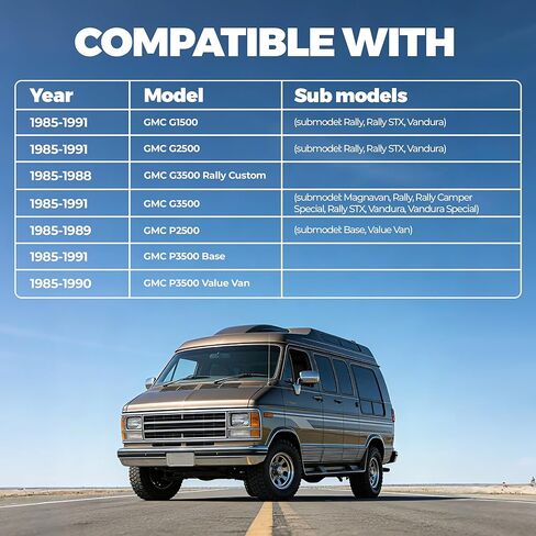 زوج غطاء باب أمامي من ALMULOO متوافق مع 1985-1991 تشيفي شيفروليه G10 G20 G30 P20 P30 GMC G1500 G2500 G3500 P2500 P3500 بلاستيك (ABS) كروم + مطلي باللون الفضي الأيسر والأيمن in Kuwait