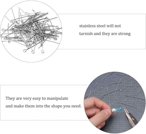 200PCS 25mm/1" Stainless Steel Open Eye Pins, Metal Head Pins for DIY Jewelry Making and Craft Projects in Kuwait