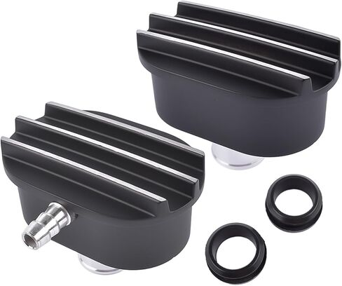 Finned Oval Black Aluminum Valve Cover Breather & PCV Valve Combo Kit 1-1/4" Hole in Kuwait