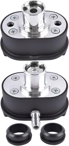 Finned Oval Black Aluminum Valve Cover Breather & PCV Valve Combo Kit 1-1/4" Hole in Kuwait