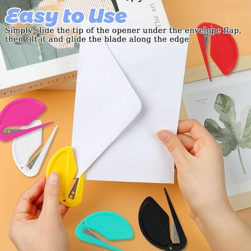 logohu 12 Pcs Letter Opener Envelope Slitter, Envelope Opener with Safety Concealed Sharp Blade, Mail Openers for Women Office Home Postal in Kuwait