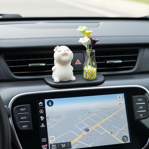 Bremorou Flowers for Dash Car Cute Bunny Daisy Flower Car Interior Dashboard Accessories Decorations Funny Kawaii Bunny Dash Decor Rearview Mirror Window Ornament Gifts for Women Men Set of 2 in Kuwait