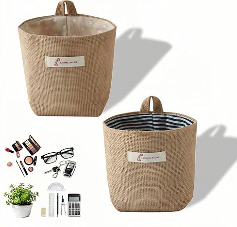 Machine Washable Hemp Cotton Hanging Organizer for Door, Wall & Bedside. Space Saving Storage Pockets, Heavy Duty 15lb Anti-Slip Design for Home & Office (White dot) in Saudi Arabia
