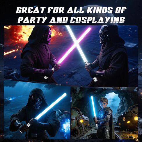 Mini Light Saber, Dueling Double Lightsabers with Metal Handle, 2-in-1 Lightsaber with 20 RGB Colors 3 Modes for Kids Toy, Christmas Halloween Birthday Gift, 23.4in, 1PC in Kuwait