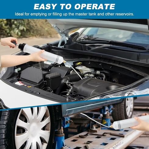 Manual Oil Extractor Pump Fluid Transfer with 23.6 inch Rubber Hose for Automotive Fuel Brake Fluid Suction (200 CC) in Kuwait