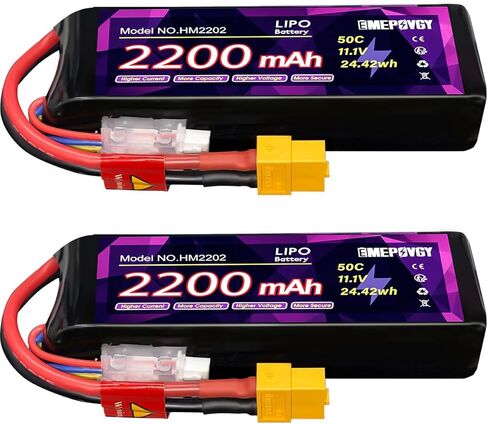 حزمة بطارية ليبو 11.1 فولت 3S 2200 مللي أمبير في الساعة 50C مع قابس XT60 لطائرة FPV بدون طيار كوادكوبتر RC (عبوتان) in Kuwait
