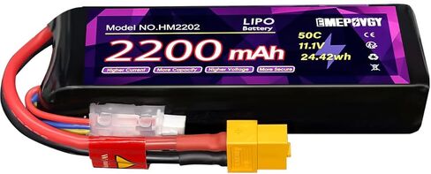 حزمة بطارية ليبو 11.1 فولت 3S 2200 مللي أمبير في الساعة 50C مع قابس XT60 لطائرة FPV بدون طيار كوادكوبتر RC (عبوتان) in Kuwait