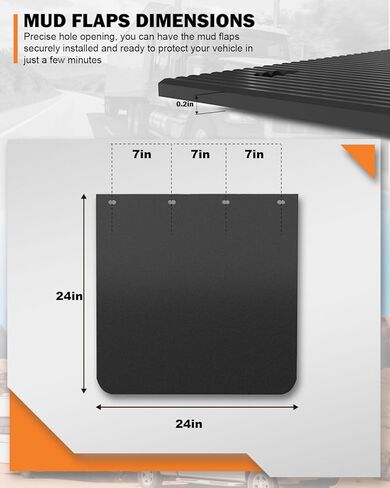 TIROL 24"x24" Mud Flaps for Semi Trucks - Heavy Duty Mudflaps, All-Weather Protection, Universal Fit for Trucks & Tractors & Trailers, 2 Pack in Kuwait