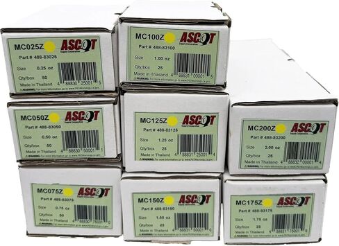 Premium Service Ascot MC Style Coated Zinc Clip-On Wheel Weight Bundle .25oz-2.00oz (8 Items) in Kuwait