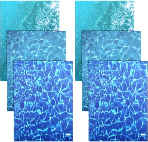 6 Pack Ocean Diorama Supplies Paper Ripple Water Sticker Self Adhesive Coated Paper Pearlescent Ripple Stream Sheet Artificial Water Effect Sheet for Miniature Lake River Village Model Diorama in Kuwait