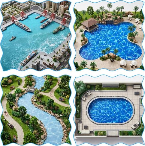 6 Pack Ocean Diorama Supplies Paper Ripple Water Sticker Self Adhesive Coated Paper Pearlescent Ripple Stream Sheet Artificial Water Effect Sheet for Miniature Lake River Village Model Diorama in Kuwait