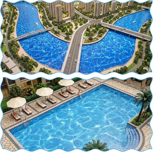 6 Pack Ocean Diorama Supplies Paper Ripple Water Sticker Self Adhesive Coated Paper Pearlescent Ripple Stream Sheet Artificial Water Effect Sheet for Miniature Lake River Village Model Diorama in Kuwait