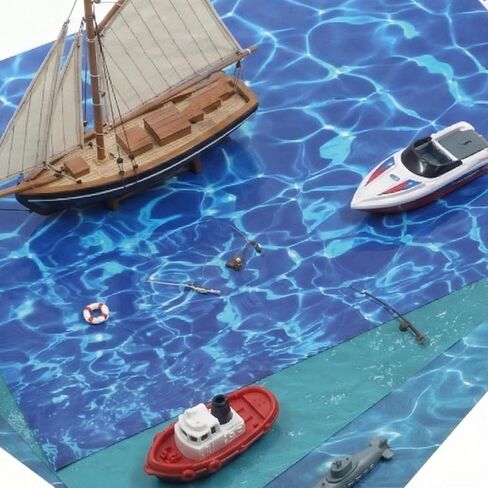 6 Pack Ocean Diorama Supplies Paper Ripple Water Sticker Self Adhesive Coated Paper Pearlescent Ripple Stream Sheet Artificial Water Effect Sheet for Miniature Lake River Village Model Diorama in Kuwait