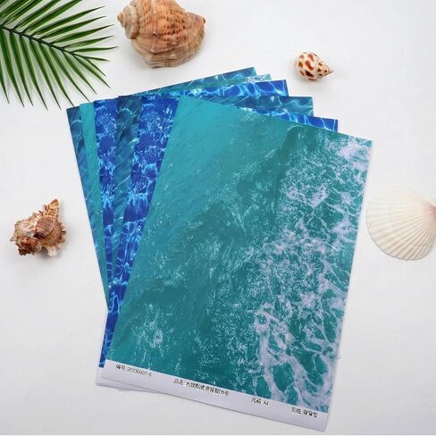 6 Pack Ocean Diorama Supplies Paper Ripple Water Sticker Self Adhesive Coated Paper Pearlescent Ripple Stream Sheet Artificial Water Effect Sheet for Miniature Lake River Village Model Diorama in Kuwait