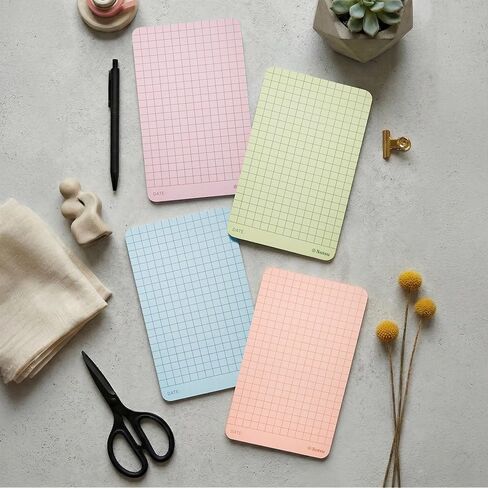 Notsu Graph Grid Colored Note Cards 3x5 inch, 40 ct | Graphing Vertical Color Index Cards with Rounded Corners, Premium Thick Paper 350 gsm (Frost) in Kuwait