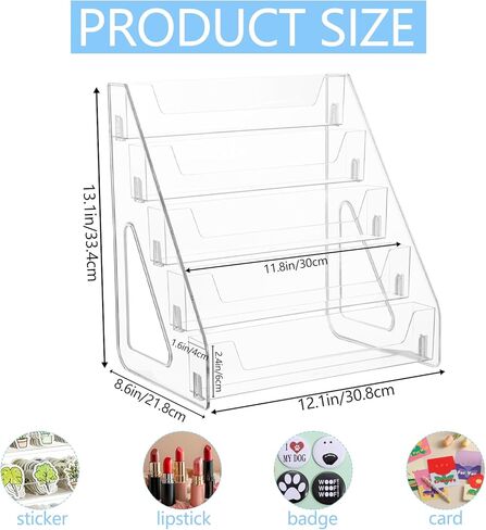 5-Tier Sticker Display Stand for Vendors, Pocket Acrylic Display Stands & Card Stand, Portable Organizer for Trade Shows, Retail Stores, Small Business Supplier Events in Kuwait