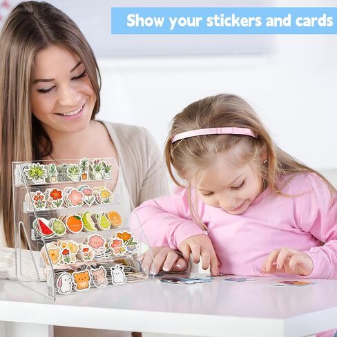 5-Tier Sticker Display Stand for Vendors, Pocket Acrylic Display Stands & Card Stand, Portable Organizer for Trade Shows, Retail Stores, Small Business Supplier Events in Kuwait