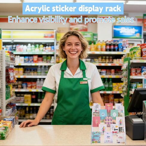 5-Tier Sticker Display Stand for Vendors, Pocket Acrylic Display Stands & Card Stand, Portable Organizer for Trade Shows, Retail Stores, Small Business Supplier Events in Kuwait